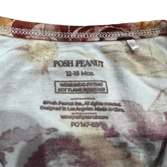 Posh Peanut Gracie Ruffle Footie Pajama 12-18M Floral Multicolor - Picture 7 of 8